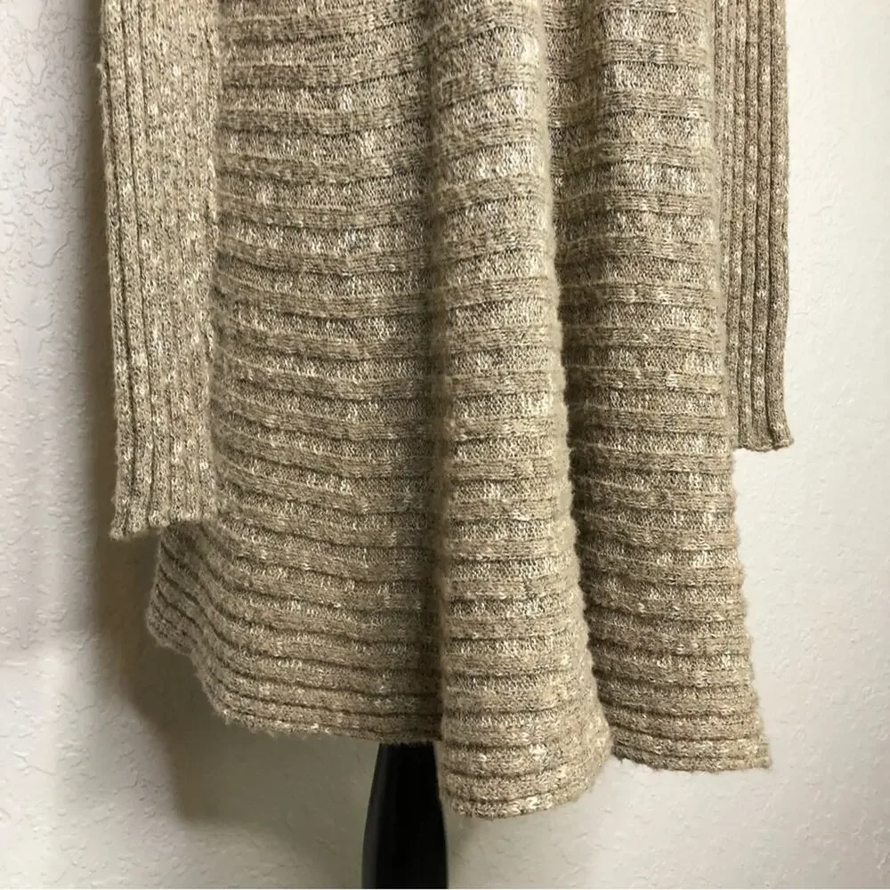 Free People Beached Shell tan ribbed open front wool blend cardigan size Small